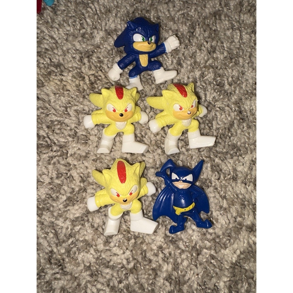 McDonald's 2024 Happy Meal Super Shadow Sonic (Yellow, White Boots) 2" Toy Lot